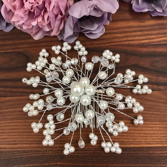 Pearl and Crystal Bridal Hair Combs - Picture 8 of 9